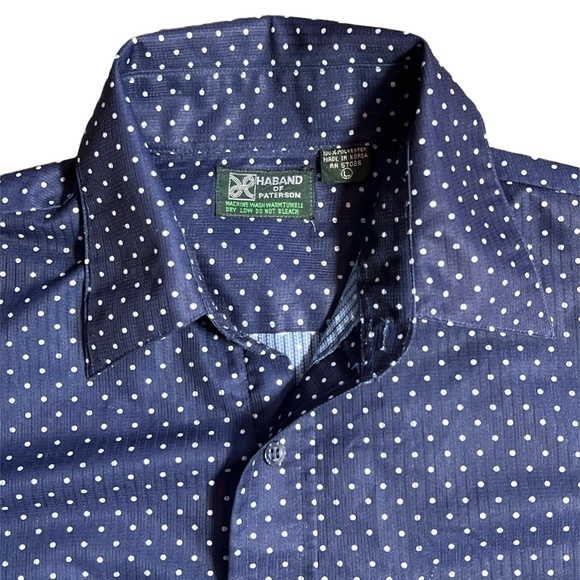 Haband of Paterson Men's Polka Dot Short Sleeve Button Down Shirt Sz. L - Picture 3 of 9
